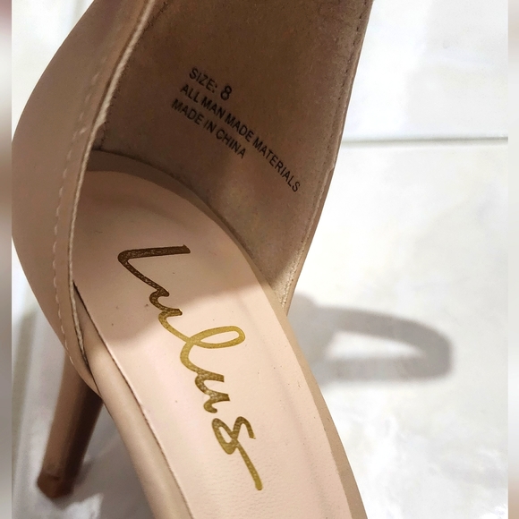 LULU'S Nude Almond Ankle Strap Heels 8 US/ 38 EU - Picture 5 of 6